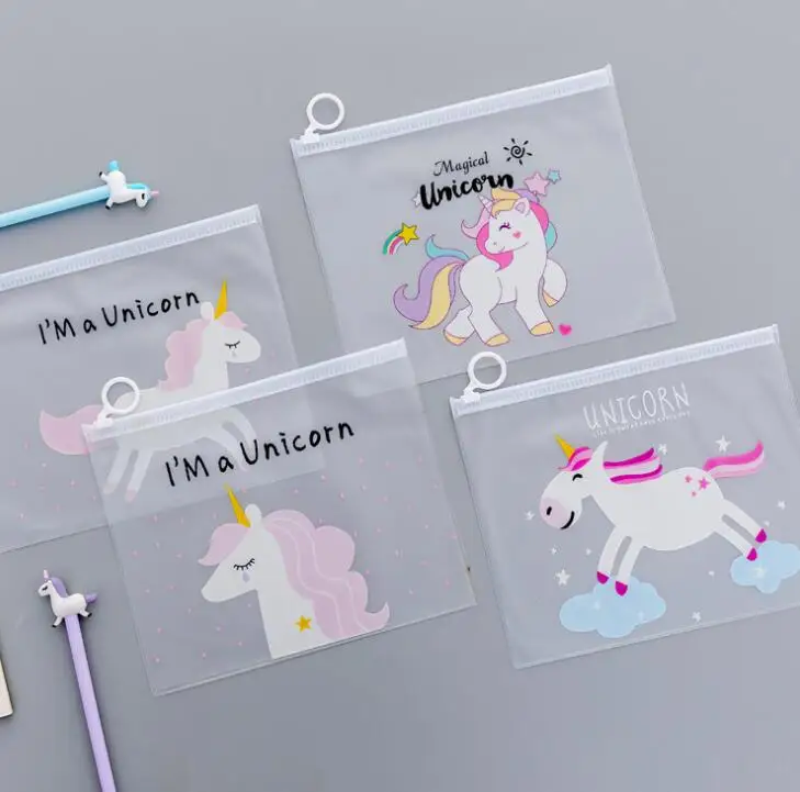 
Cute pink unicorn transparent stationery bags pvc pencil case  (62341030171)