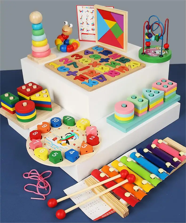 Infant and toddler early education enlightenment Montessori toys wooden puzzles toy for kids factory wholesale