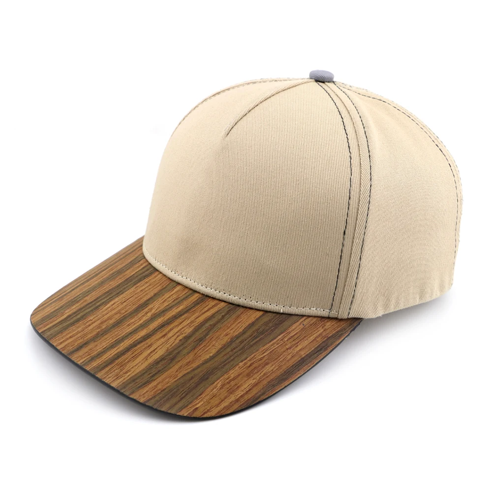 Custom Gorras embroidery original fitted 6 panel baseball hip hop snapback cotton caps wooden brim hat with logo