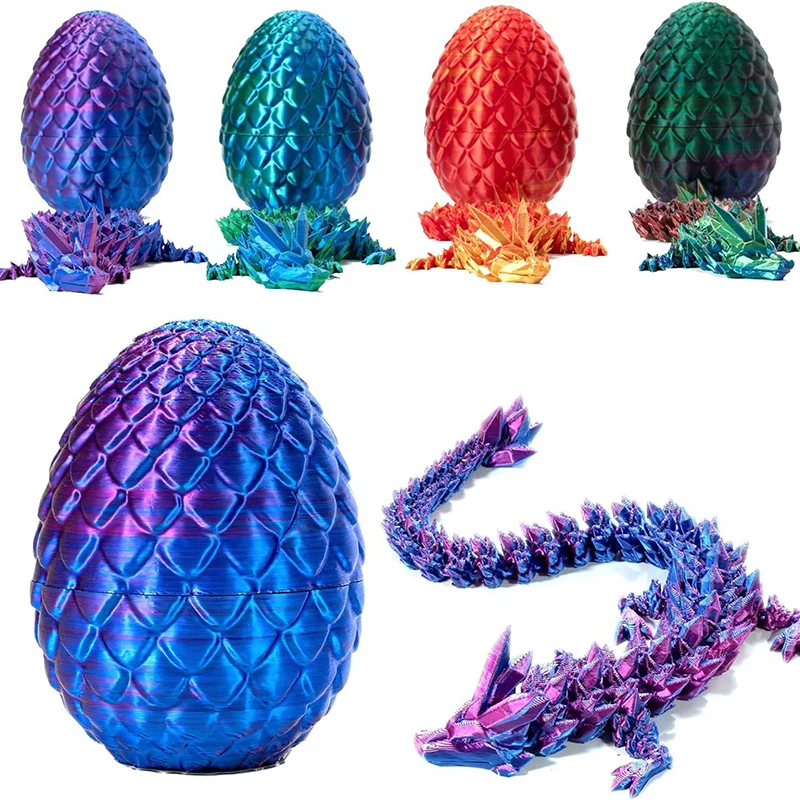 Creative 3D Printed Gem Articulated Dragon Rotatable Dragon Toys Mystery Dragon Egg Posture Joints Fidget Toy for Autism ADHD