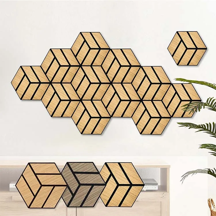 wood venee cork acoustic panel hexagon acoustic salt wall big hexagon wooden polyester hexagon acoustic panel