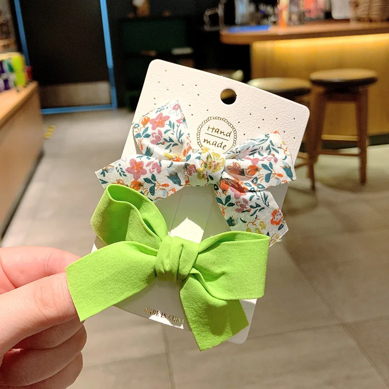 Children Bowknot Hair Clip Kids Small Fresh Colorful Bow Side Clip Set Baby Cute Flower Hairpin Hair Accessories