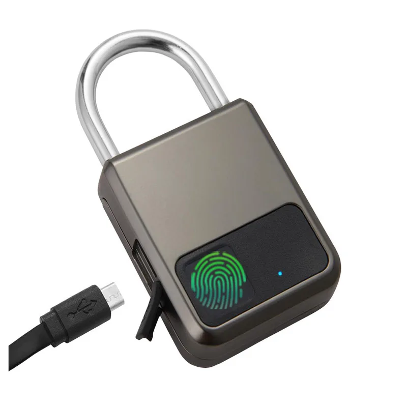 Smart Fingerprint Identification Padlock Lock 20 Groups Fingerprint Storage Electric Anti-thief Luggage Padlock Lock USB Charger