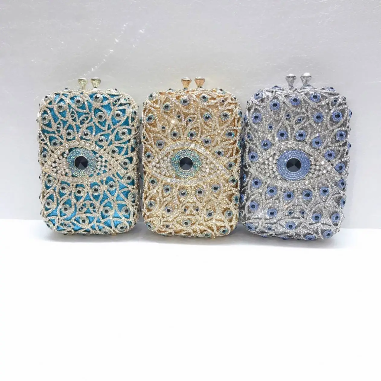 Lady fashion Wedding Party Handbag Crystal Clutch evil eyes Rhinestone Purse Evening Bags and Clutches for Women