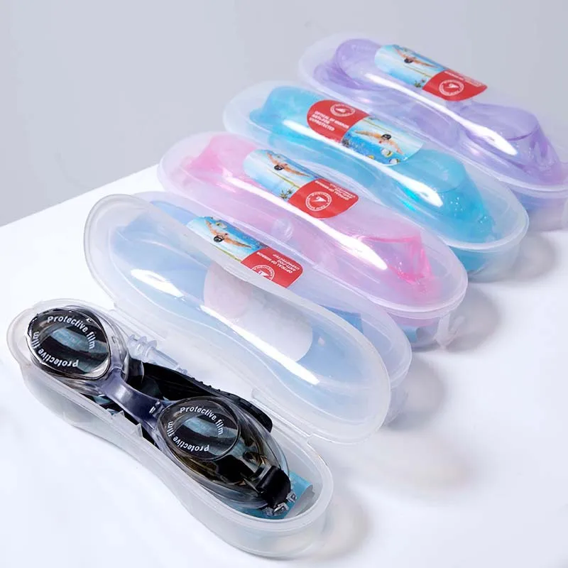 UV swim glasses kids PC material anti-fog eye protection child Swimming Goggles with retail case