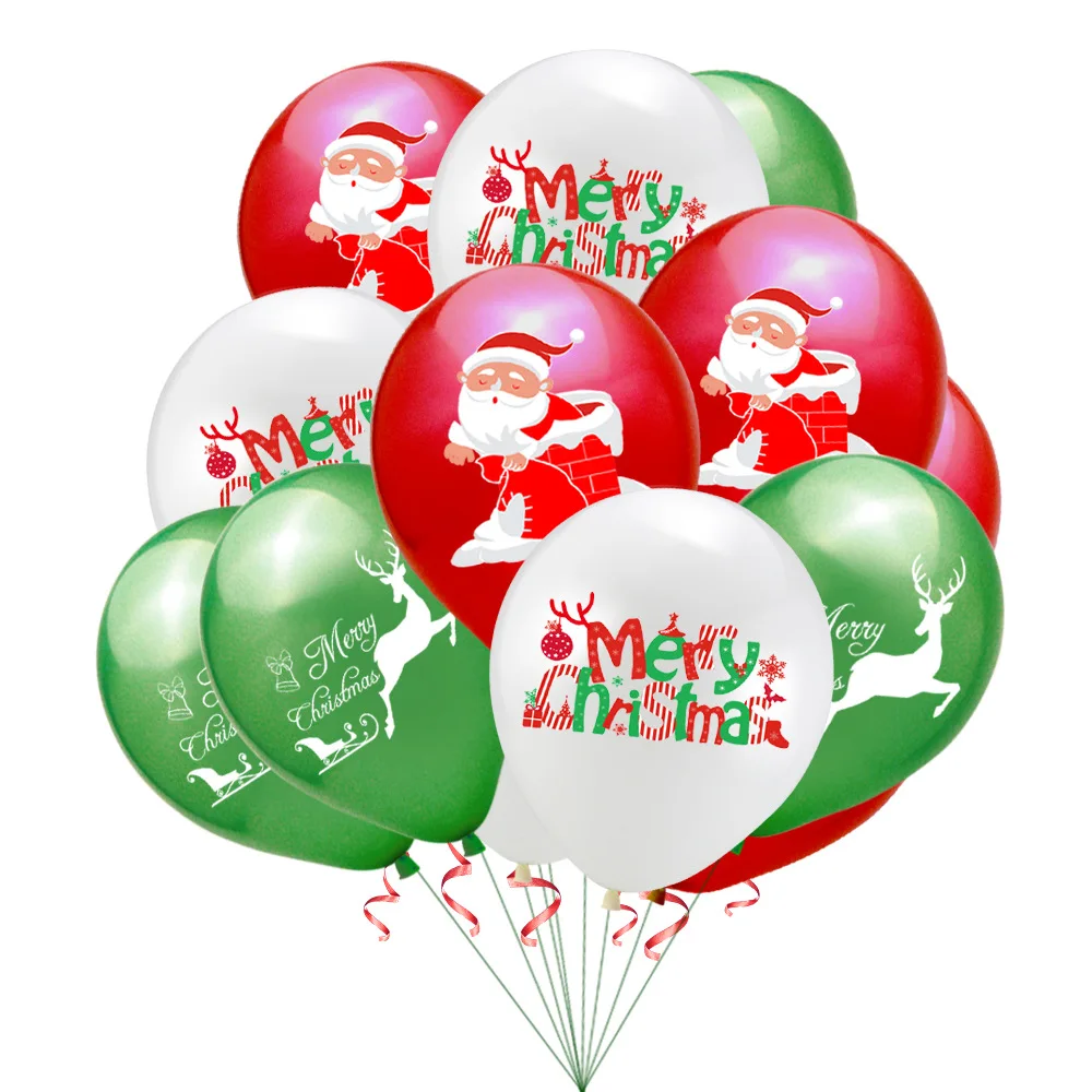 Christmas Decoration Supplies Latex Print Balloon with Banner Merry Christmas Balloons