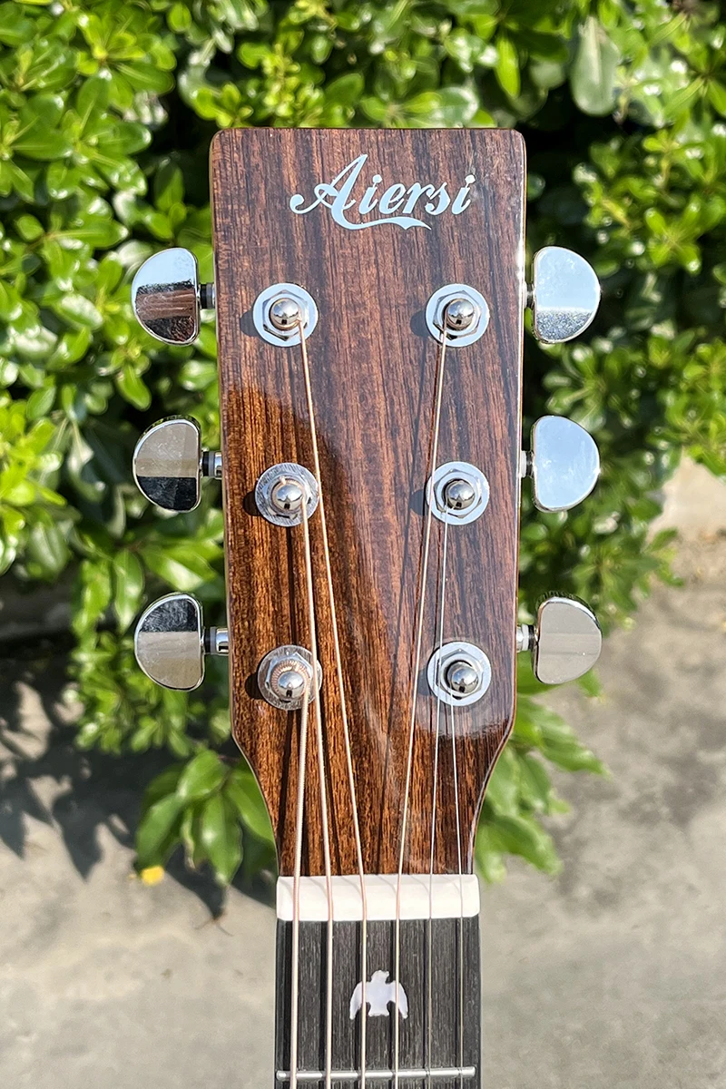 Low price Aiersi handmade high grade 40 Inch SJ style solid spruce top acoustic guitar  glossy steel string musical instrument