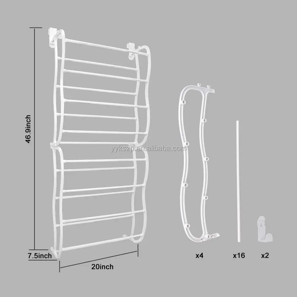 
Hanging Shoe Rack Over The Door-24 Pair, Shoe Rack Organizer Over The Door, white 