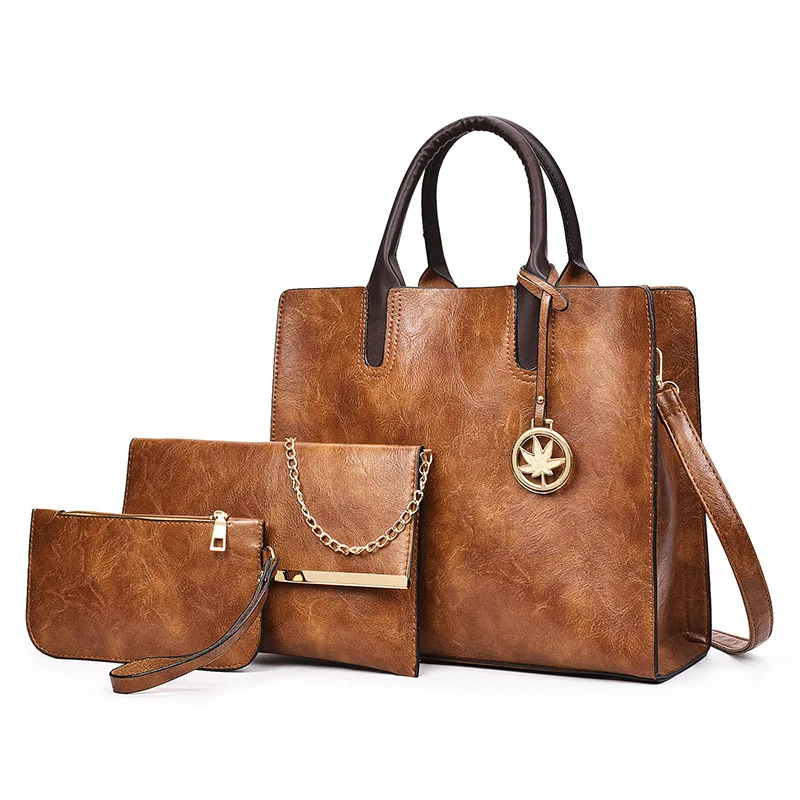 Hot Selling Purse Tote Bag Set Luxury Shoulder Bags PU Leather 3 Piece One Set Ladies Handbag And Wallet Set For Women