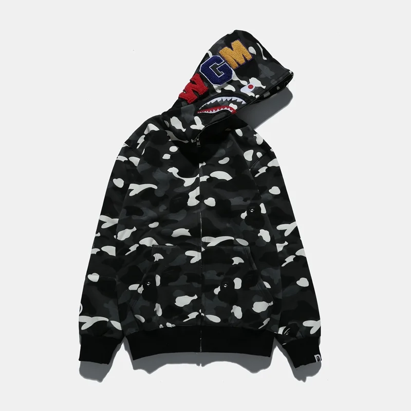 Wholesale Price Fashion Shark Bape Shark Hoodie Bape Light in the Dark Men Bape Sweatshirt With Full Zipper