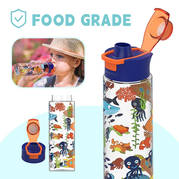 New Design Wholesale Custom Tritan Transparent Plastic Sports Water Bottles For Kids