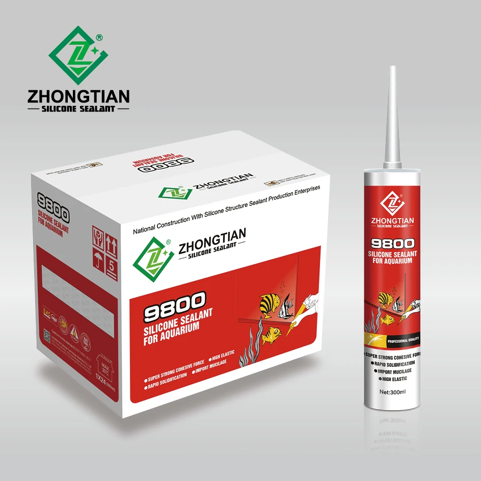 Стеклянный клей ZHONGT9800, быстроотверждаемый прозрачный Водонепроницаемый Жидкий полидиметилсилоксан, силиконовый полиуретановый структурный силиконовый герметик, 9 месяцев