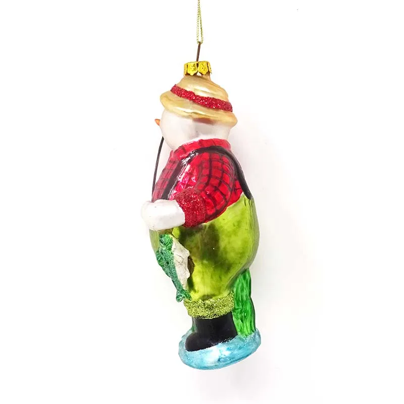 Factory unique christmas decorations cute red shirt snowman fishing decoration