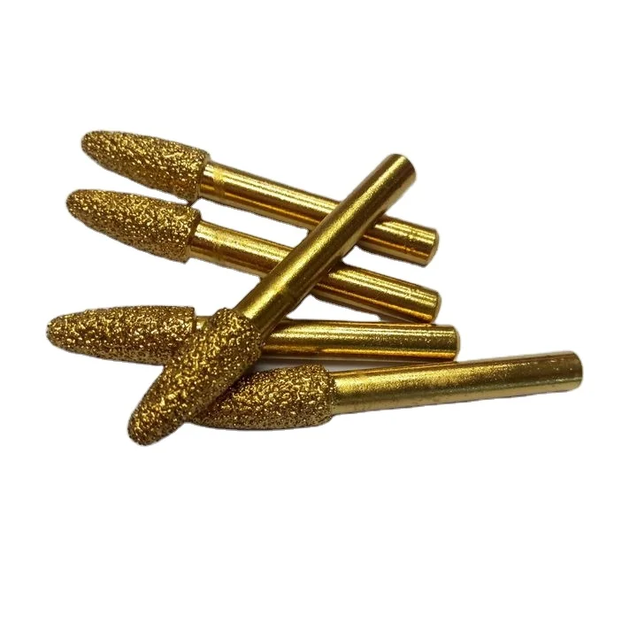 8mm Vacuum Brazed Carving  Grinding Tips Diamond Stone Tip CNC Mounted Points