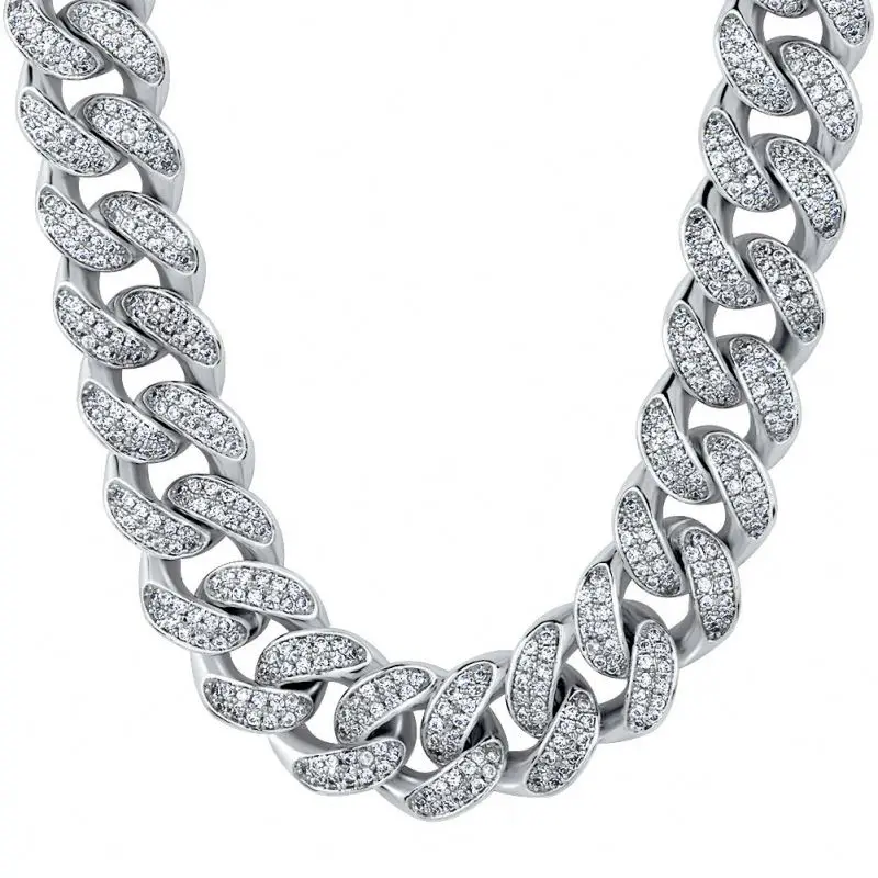 Wholesale Fashion Three Dimensional Diamond Street Hip Hop Trendy Hip Hop Micro Zirconium Pendant Necklace Men