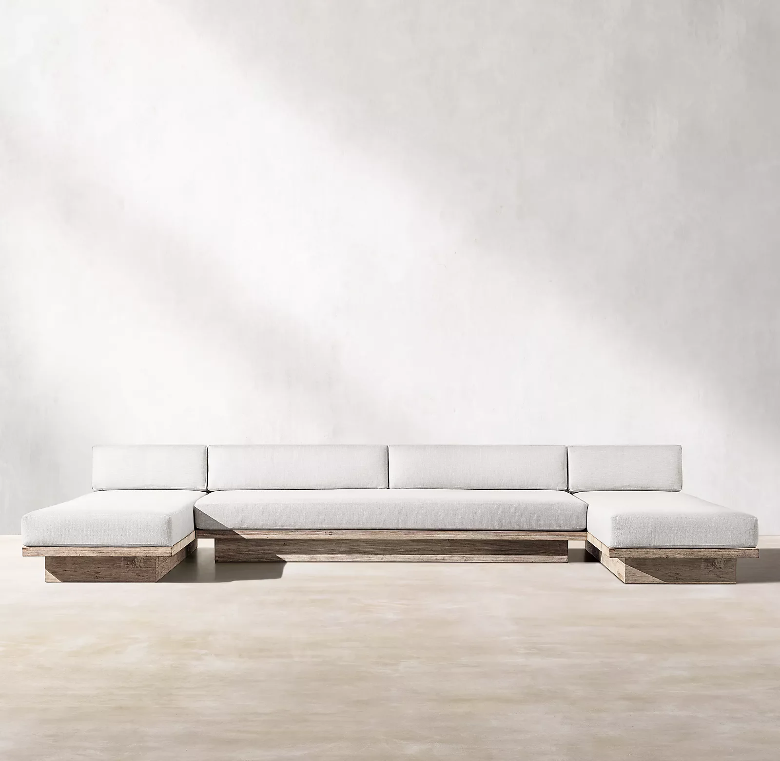 2024 comfortable customized outdoor furniture wooden sofa set weathered teak