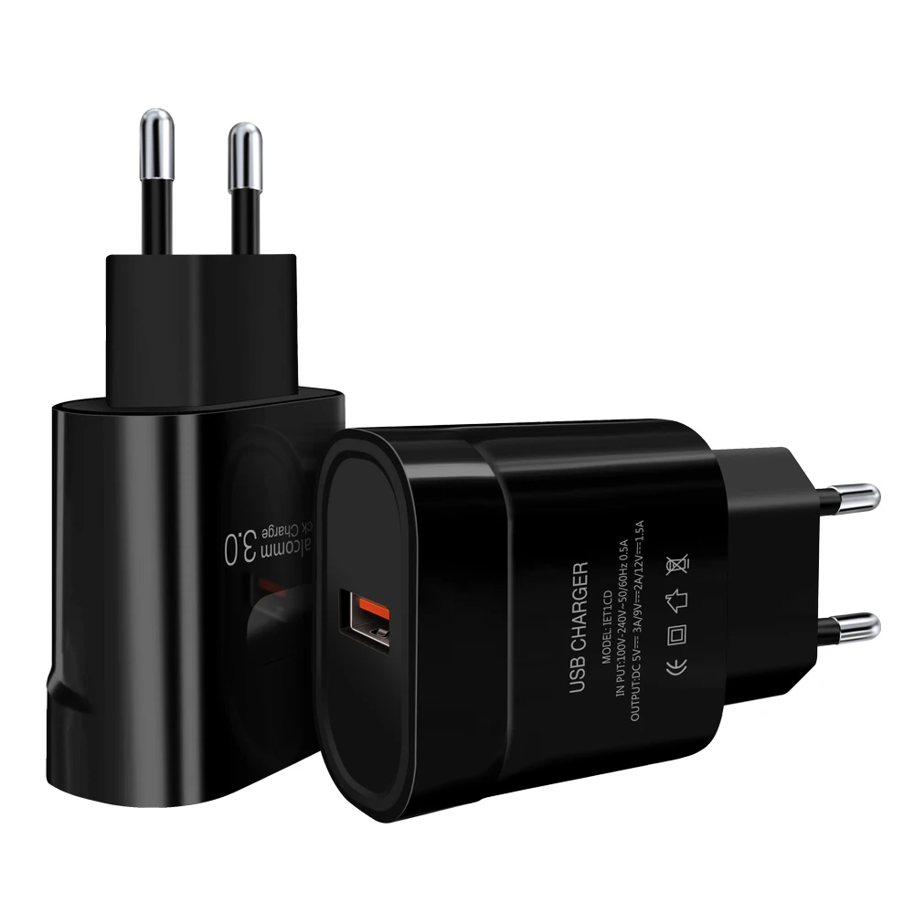 
18w usb wall charger qc3.0 fast charging mobile phone charger adapter for huawei samsung galaxy lg OEM with your logo ROHS 2020 