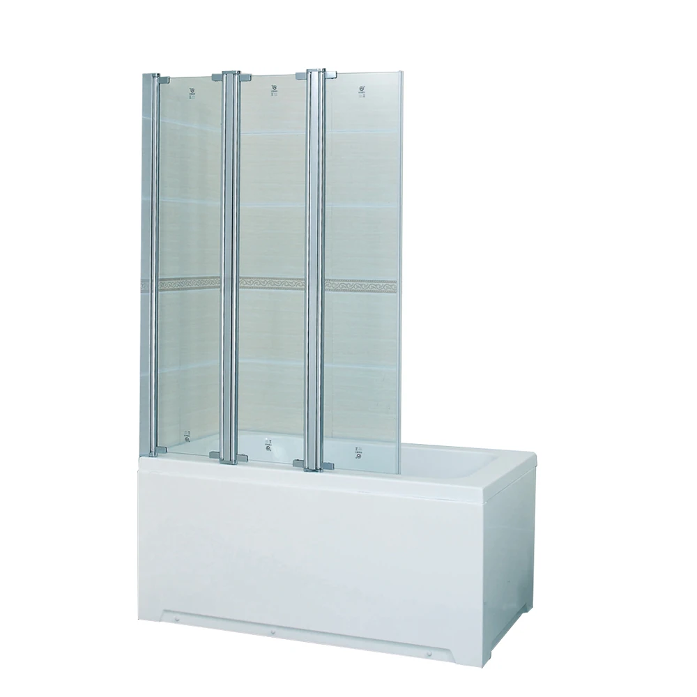 KMRY 3 Panels Folding Glass Bathroom Shower Screen For Bathtub tub,Foldable Glass Shower Bathtub Screen