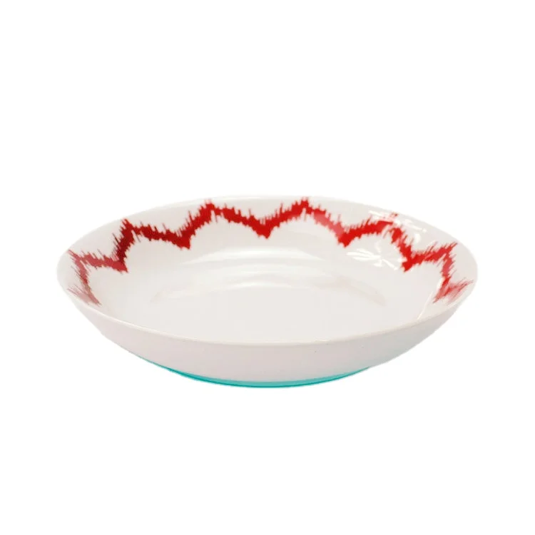 Wholesale Factory New Bone China Dinner Set 6 Pcs Mug Plate Red White Color Italian Stylish round Shape Customizable Home Use