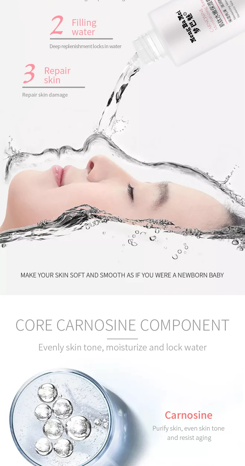 
Wholesale Natural Skin Toner Anti-aging Whitening Skin Toner Moisturizing Carnosine Facial Toner 