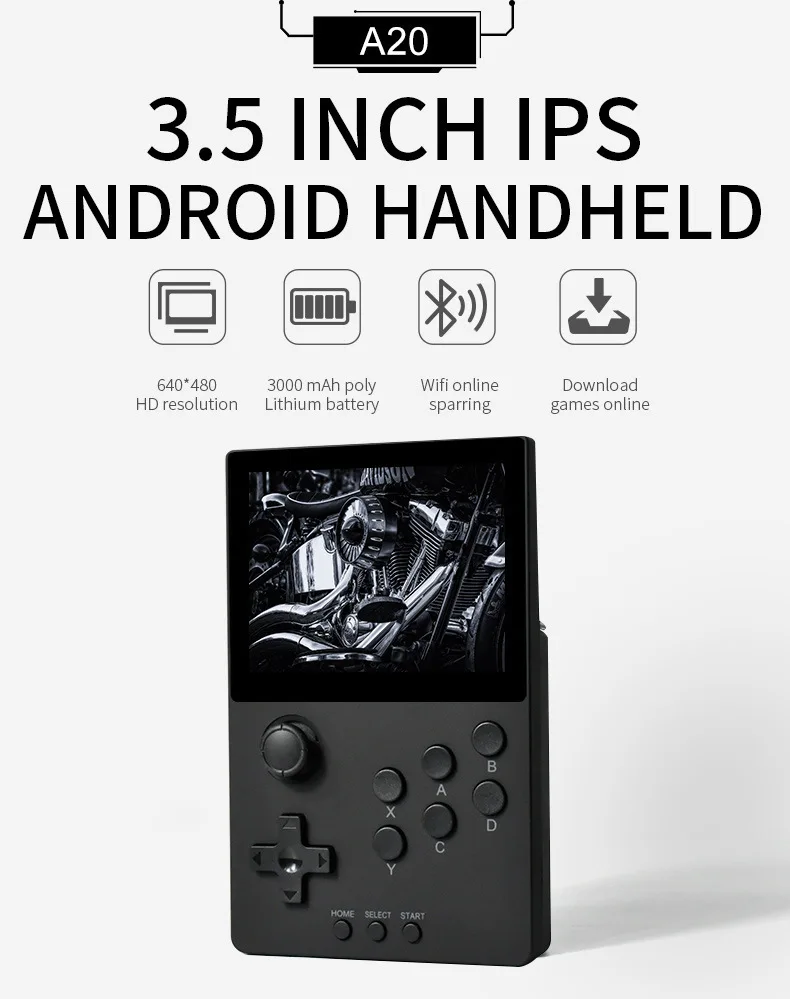 High Quality 3.5 Inch Screen A20 Handheld Game Console Supports Many Simulators Games Android 9.0 Retro Video Gaming Players