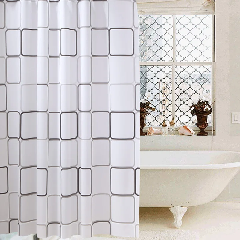 Shower Curtain Liner 72 Inch Waterproof PEVA Shower Curtain with 12 Plastic Hooks Thick Bathroom Plastic Bath Curtain