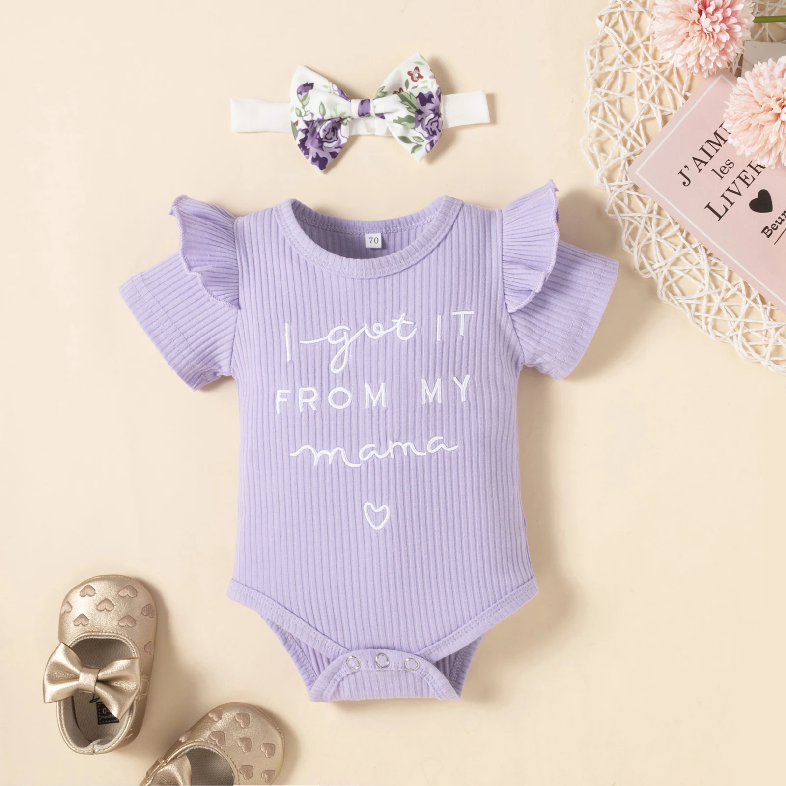 Newborn Infant 100% Soft Cotton Baby Girl Clothes Jumpsuit Rompers Clothing Set With Pant