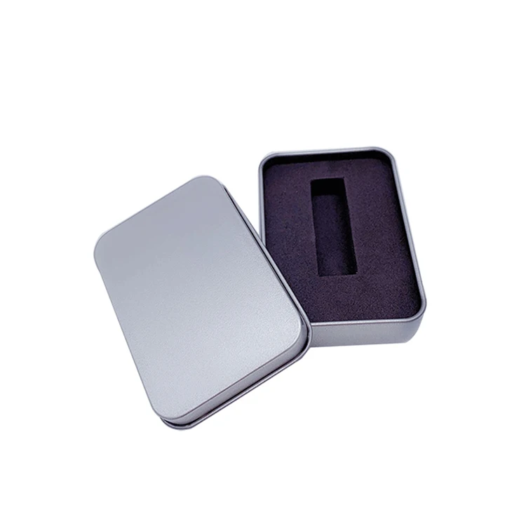 Прямоугольная жестяная упаковочная подарочная коробка с вставкой из вспененного этилвинилацетата металлическая для хранения