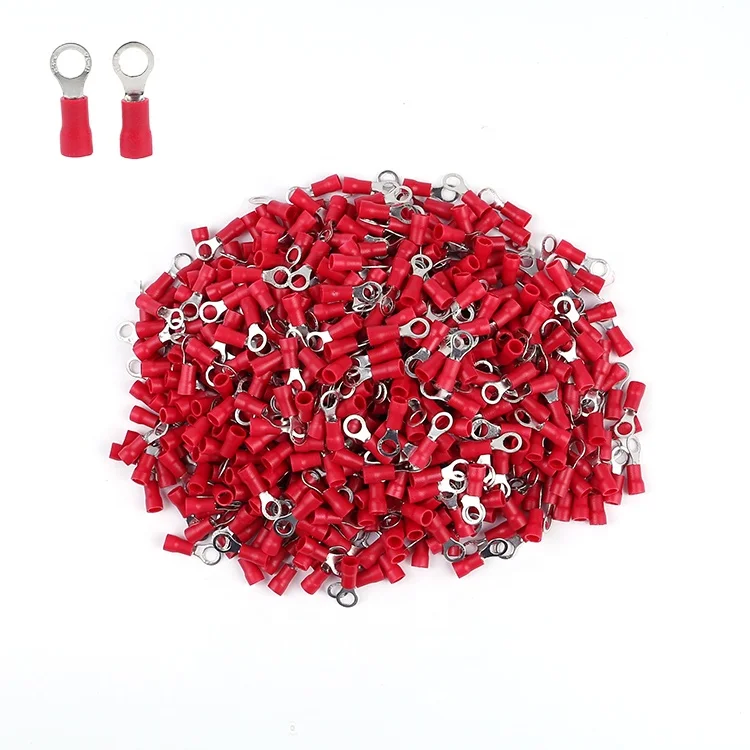 RV2-5S AWG10 1.5-2.5mm PVC Quality Pre Insulated Round Tongue Spade Crimping Wire Connector Cable Lug Ring Type Copper Terminal