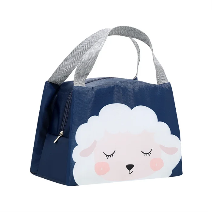 Support Customized logo and printed cute animals patterns buy online reusable pink kids solid color Oxford cloth lunch box bag