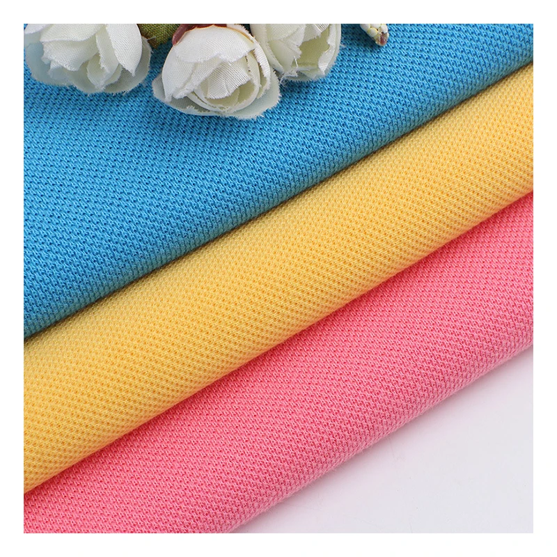 Breathable and Comfortable Double-sided Pique Mesh Cotton Clothing Fabric Fabric Solid Color Jersey Fabric Knitted 100% Cotton