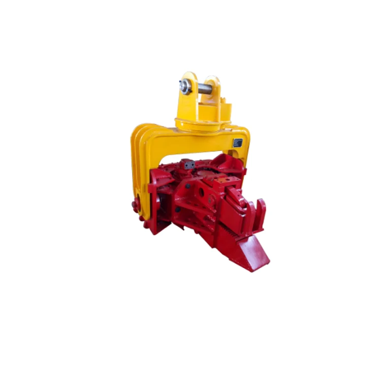 Excavator used hydraulic screw pile driver for solar projects