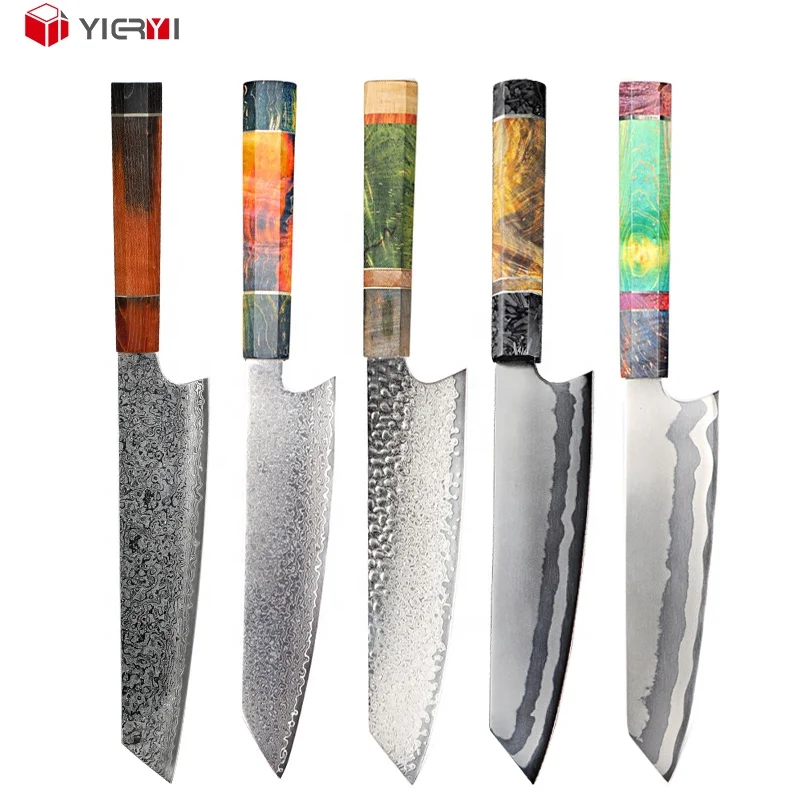 Unique Solidified Wood Handle Damascus Kitchen Chef Knife Damascus Steel 8 Inch Japanese Kirisuke Knives Customized Logo