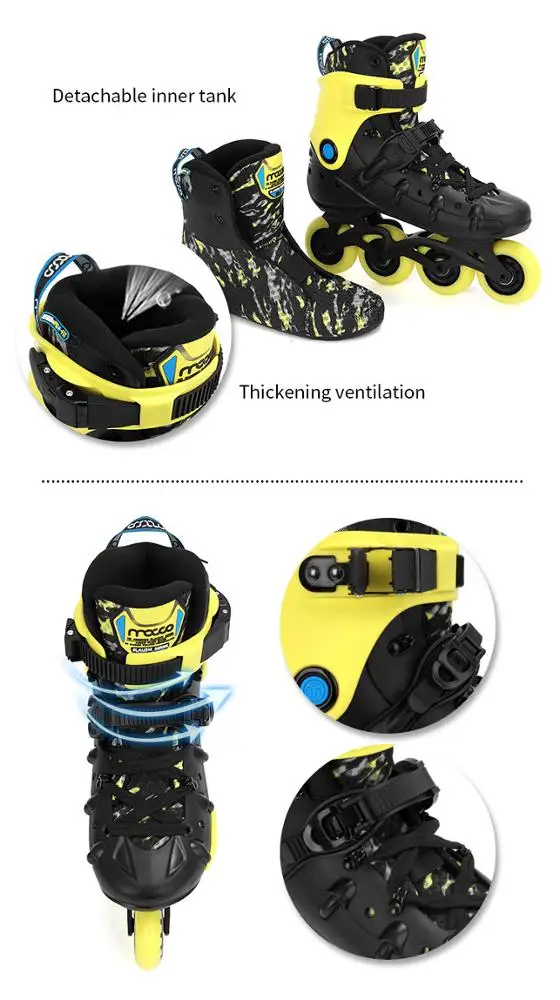 MACCO professional inline skate hard shell senior beginner Youth roller skates HR- Black yellow