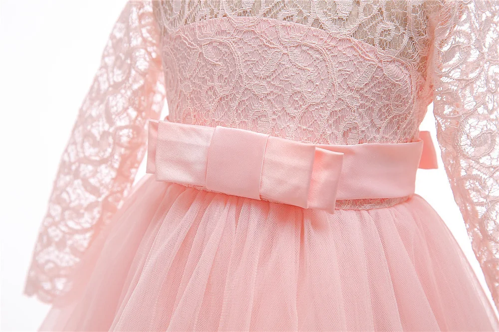 2022 New arrival young girls white long party dresses Lace evening Wedding Birthday Baby girl Dress Party