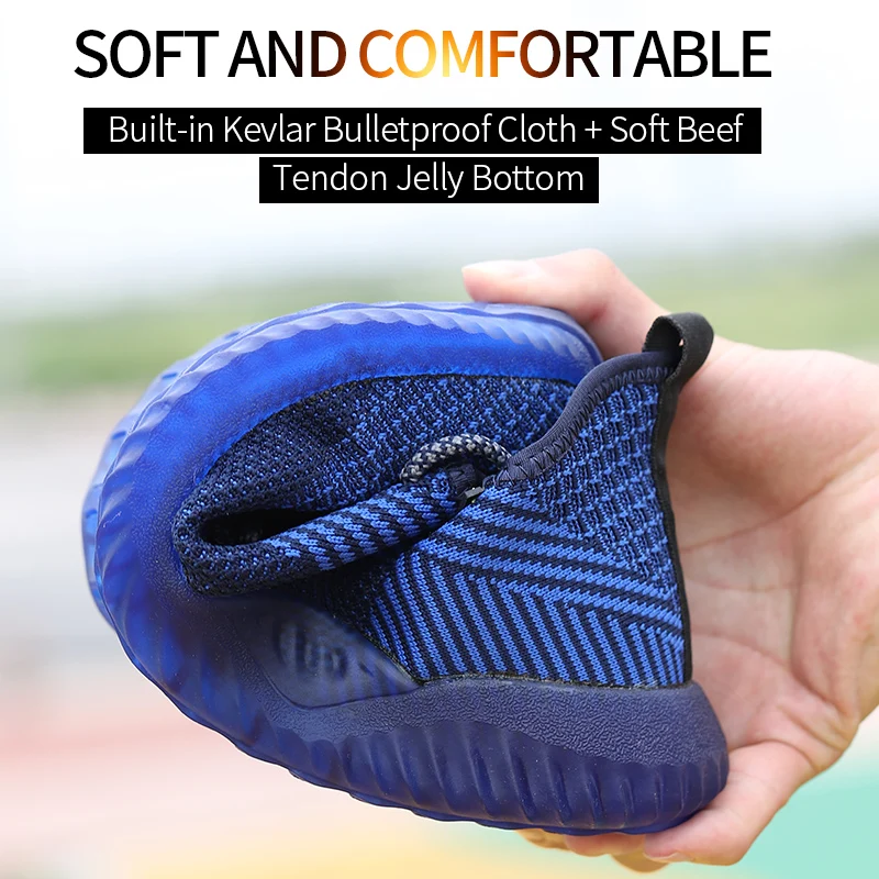 
Summer Unisex Breathable Flying Woven Lightweight Non-slip Steel Toe Industrial Work Men Safety Shoes 