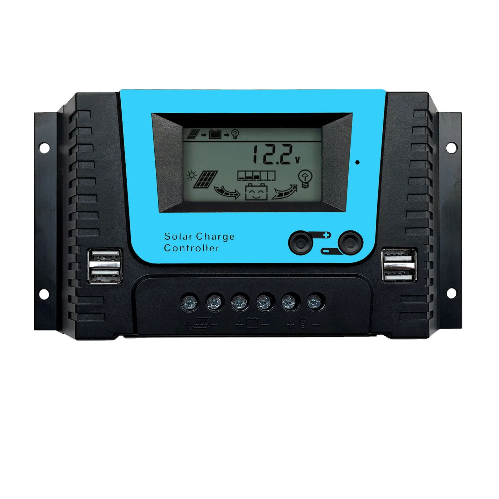 10A 20A 30A Solar Charge Controller 12V/24V/36V/48V PWM Solar Panel Charge Controller Intelligent Regulator with Adjustable LCD