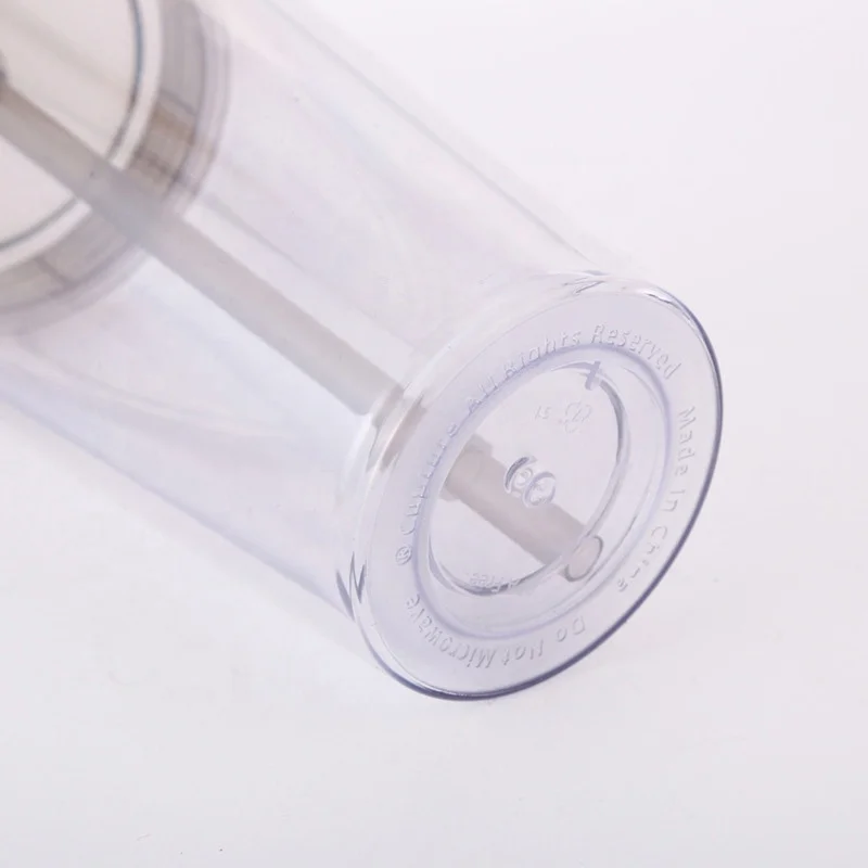 In Strock Classic Double Wall Tumbler Cup 16 oz Clear Insulated Acrylic Plastic Tumbler with Lid and Reusable Straw