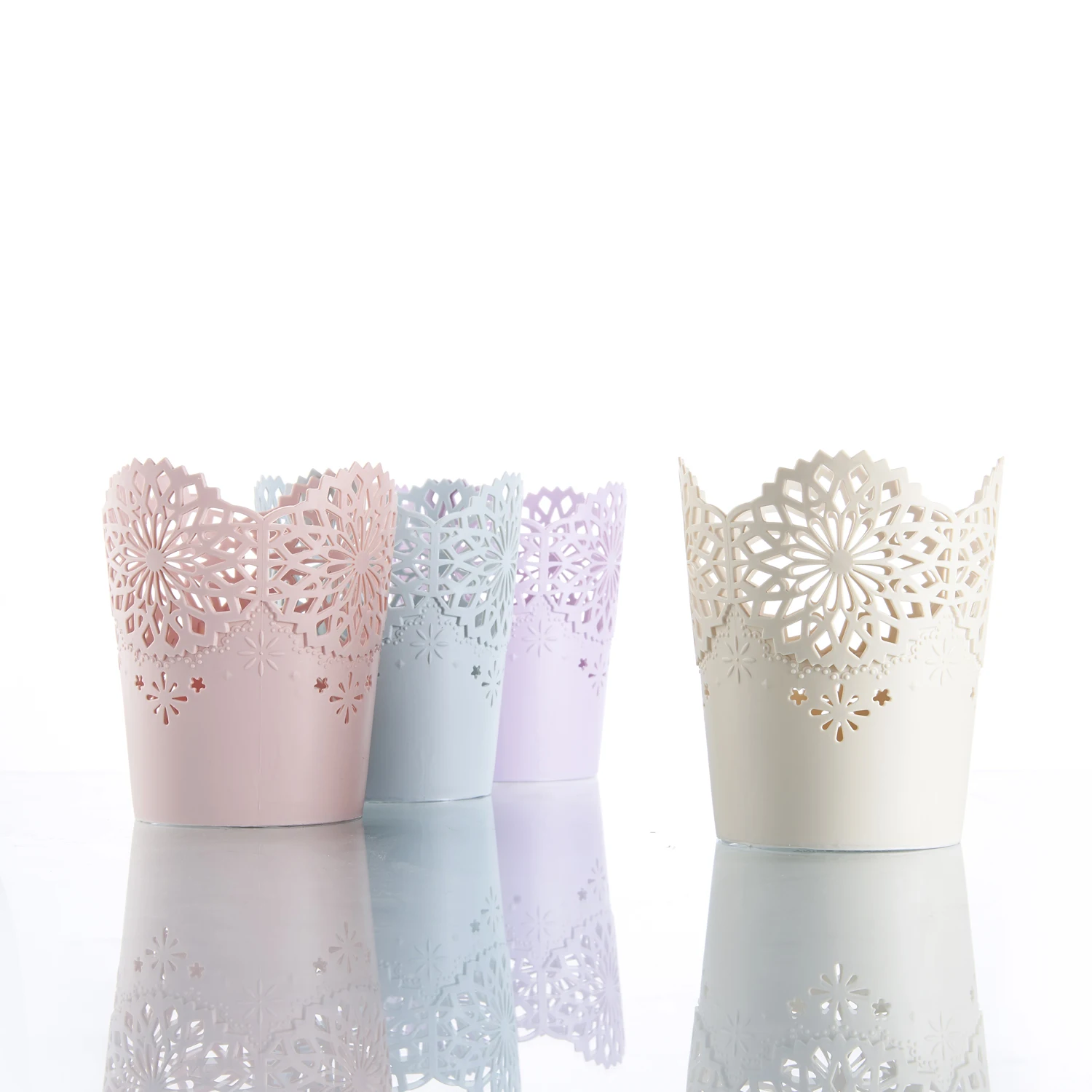 Plastics household products flower shaped Sundries basket plastic flower pot office mini desktop Storage bucket