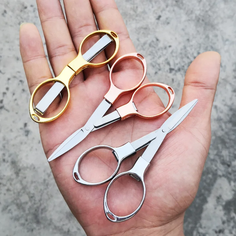 Factory New Portable Travel Mini Shears Foldable Stainless Steel Folding Scissors for Paper String Craft Shred