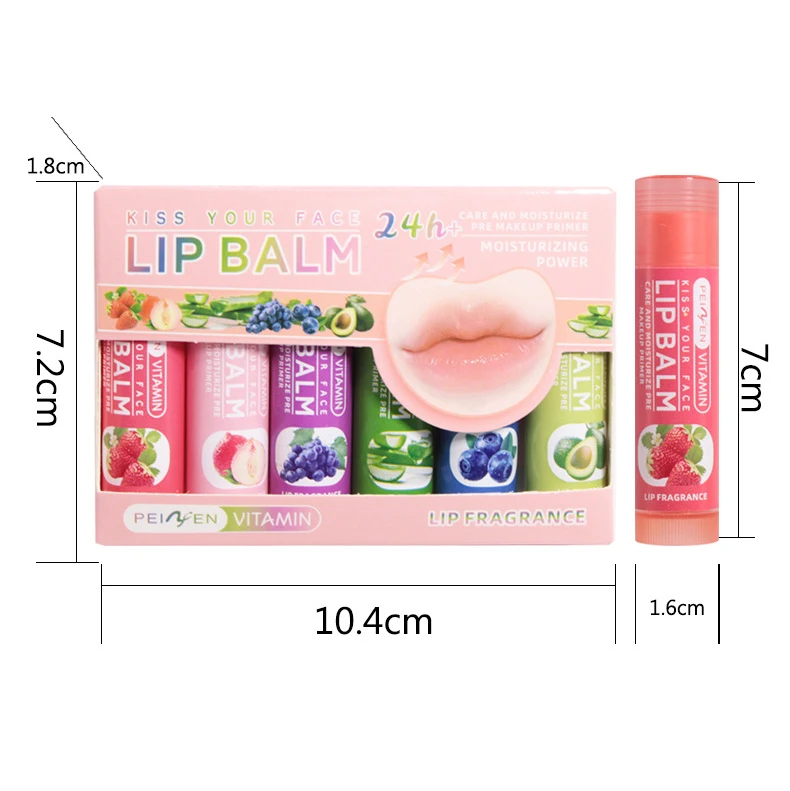 6 Flavors Lips Care Moisturizing Lip Balm Bulk Natural Fruit Lip Balm Set