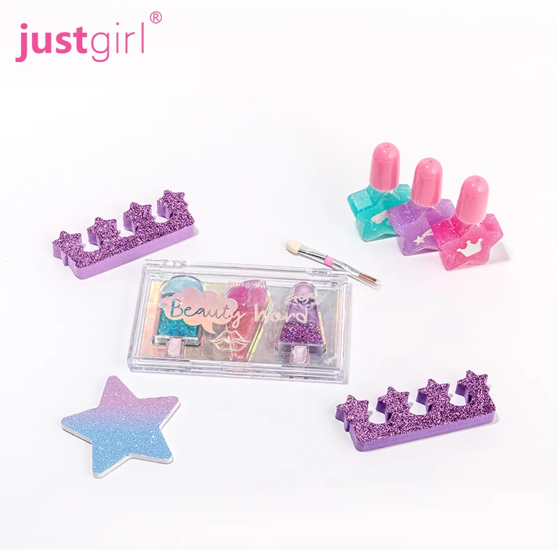 Wholesale Kid Girl Non Toxic Shimmer Children Love Beautiful Glitter Purple Star Bag Kids Nail Polish Set for Girls
