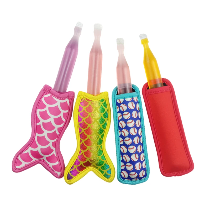 Custom Sublimation Multiple colors Neoprene Mermaid Popsicle Holders Sleeve anti freezing Icy Pole Cooler Holder for kids