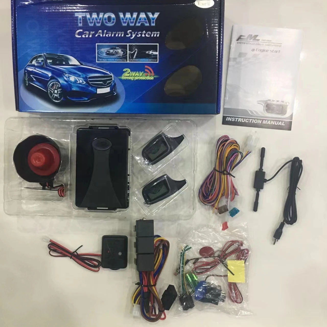 manual car alarm system two way flip key remote controller RMB or USD quote normal12v car alarm with keyless entry door function