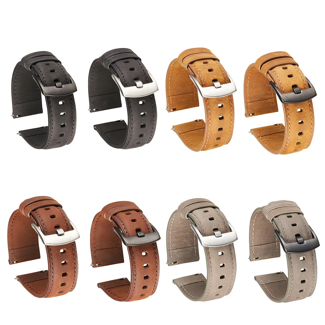 New Pattern Quick Release 20mm 22mm Vintage Leather Watch Band Soft Smart Watch Strap