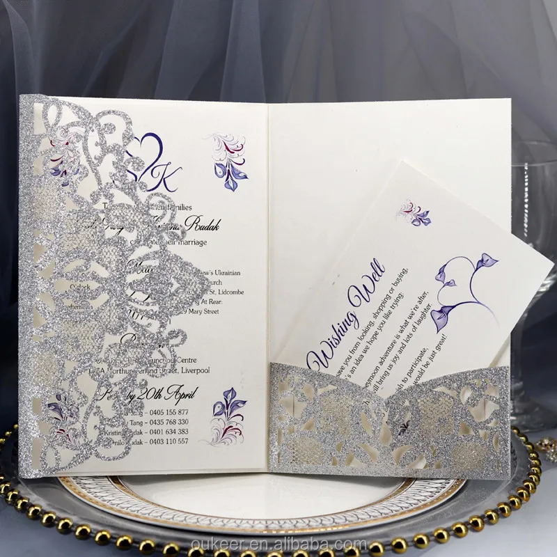 Personalized Hollow Out Wedding invitation Card invitation card wedding with glitter