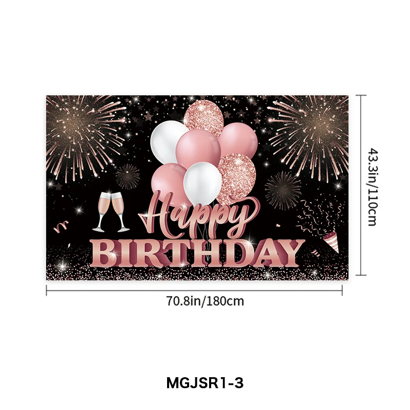 Rose Gold Happy 30th 50th Birthday Banner Backdrop Decorations for Girls Women Pink Happy Birthday Theme Party Sign Supplies