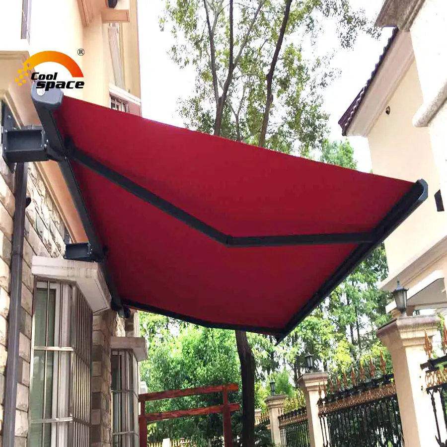 Wall Mounted Electric Aluminum Fully Retractable Waterproof Folding Canopy For Outdoor Terrace Balcony