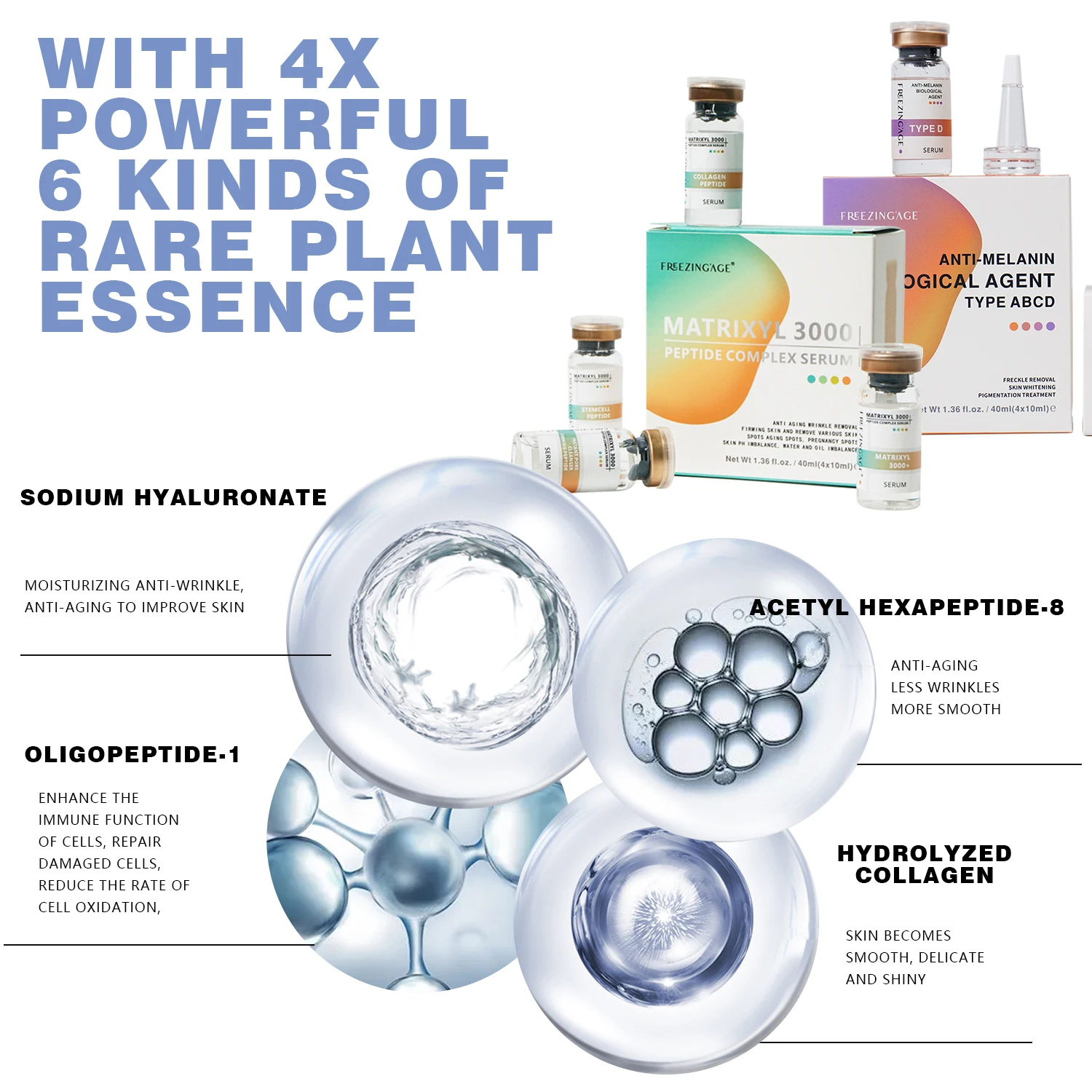 Factory sale vitamin c collagen glass ampoule for face Anti aging Brightening skin care  serum