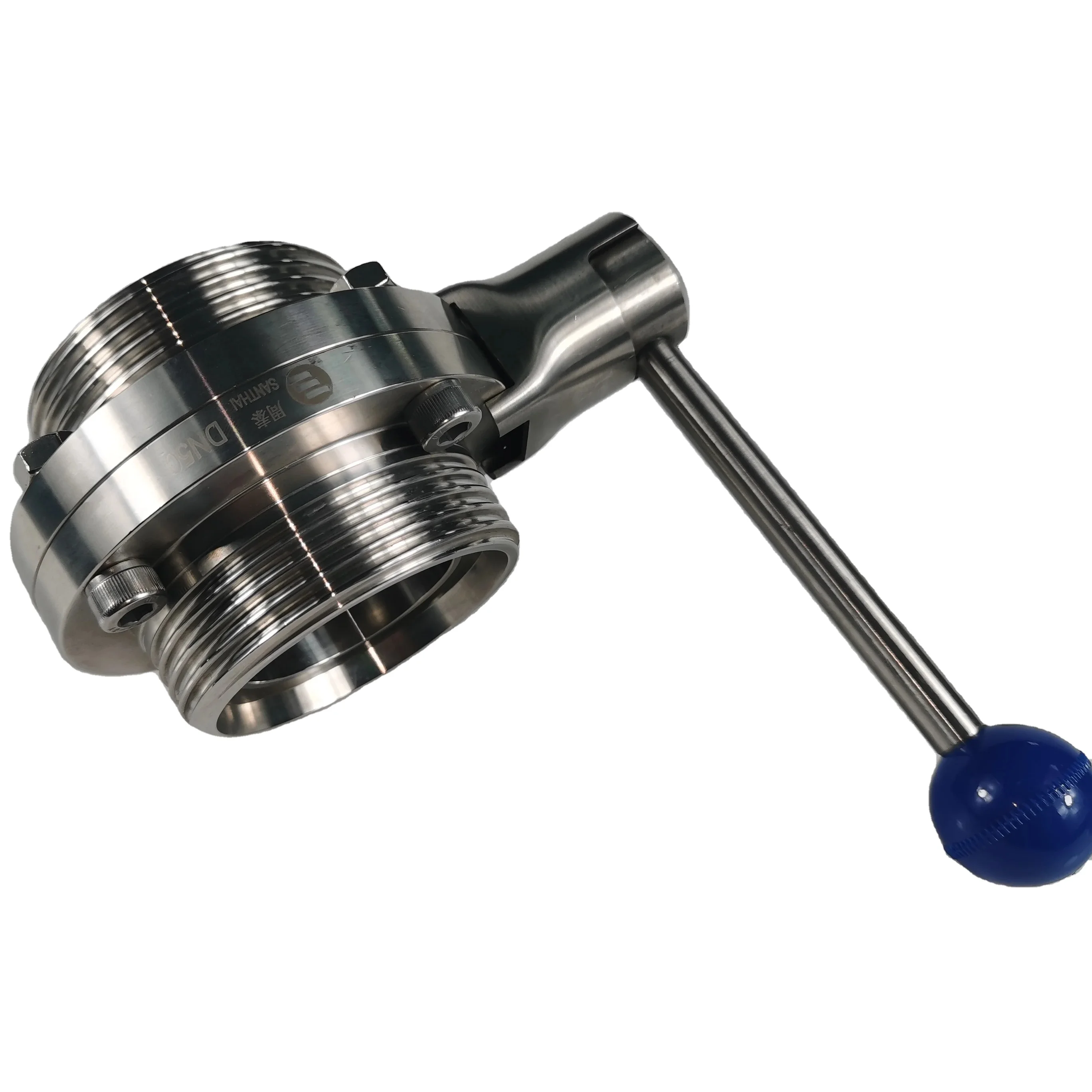 SANTHAI SS304/316L Sanitary Food Grade External Thread Butterfly Valve Manual External Thread Butterfly Valve